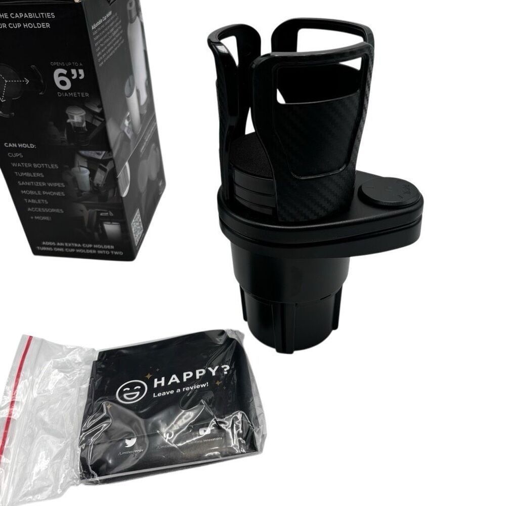 Limitless 2 In 1 Dual Expandable Cup Holder With 360 Degree Rotating Base New‎